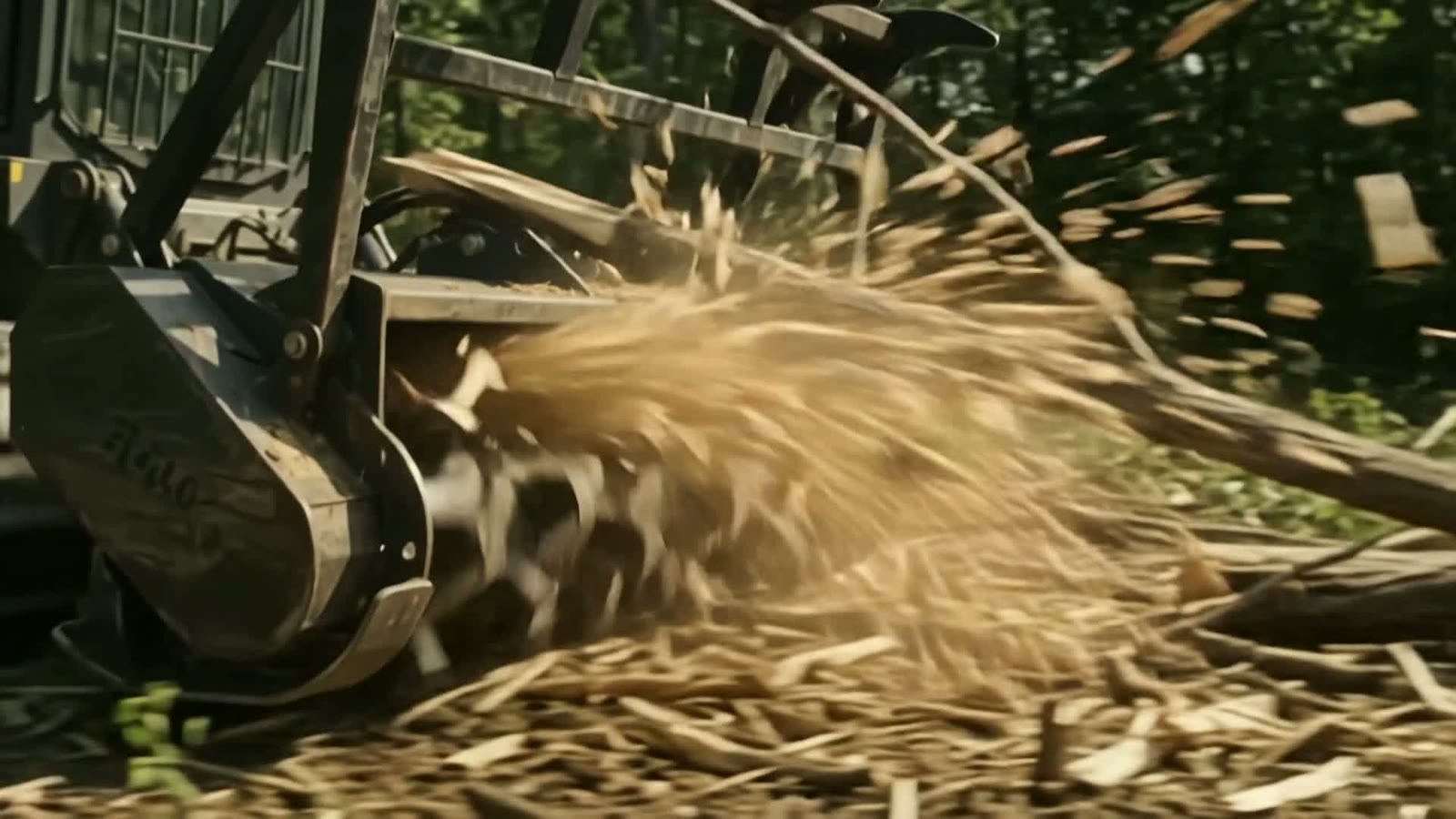Forestry mulching equipment clearing brush on a rural property — sample imagery